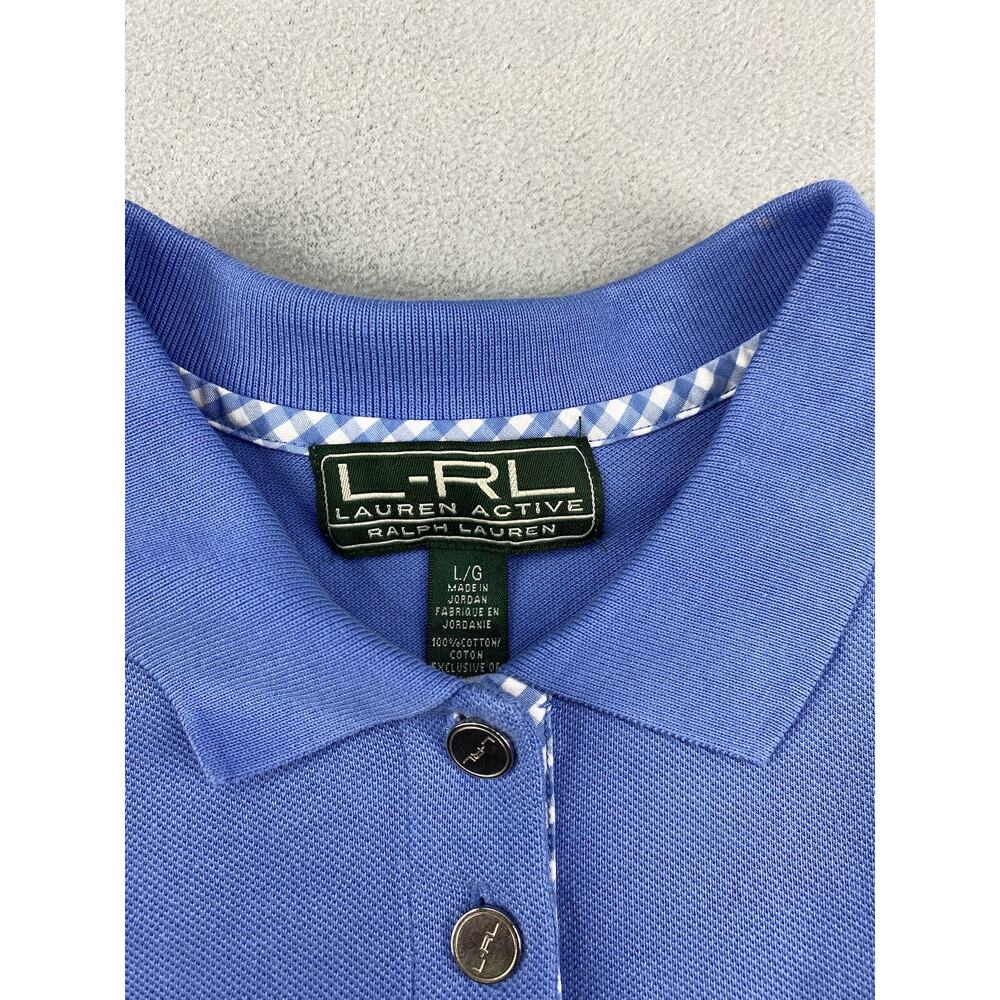 Lauren Ralph Lauren Polo Shirt Women Large Blue Button Golf Golfer Active - Picture 4 of 11